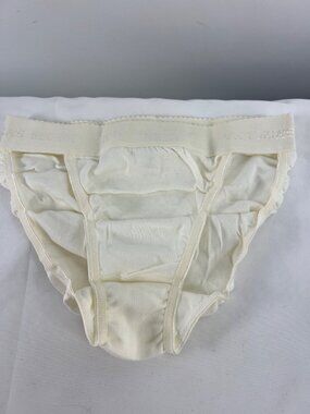 VTG Victorias Secret Womens Hi-Cut Rio Panty Small 100% Cotton White sz S